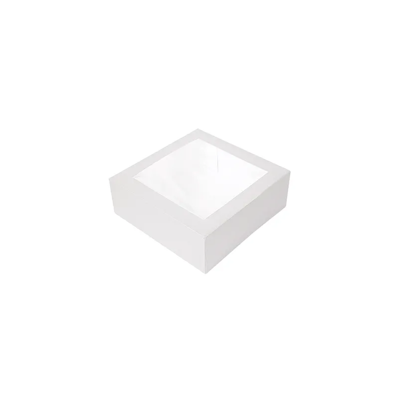 BOÎTES PATISSERIES AVEC FENÊTRE THEPACK  16x16x8 CM BLANC CARTON NANO-MICRO + OPP (200 UNITÉ)