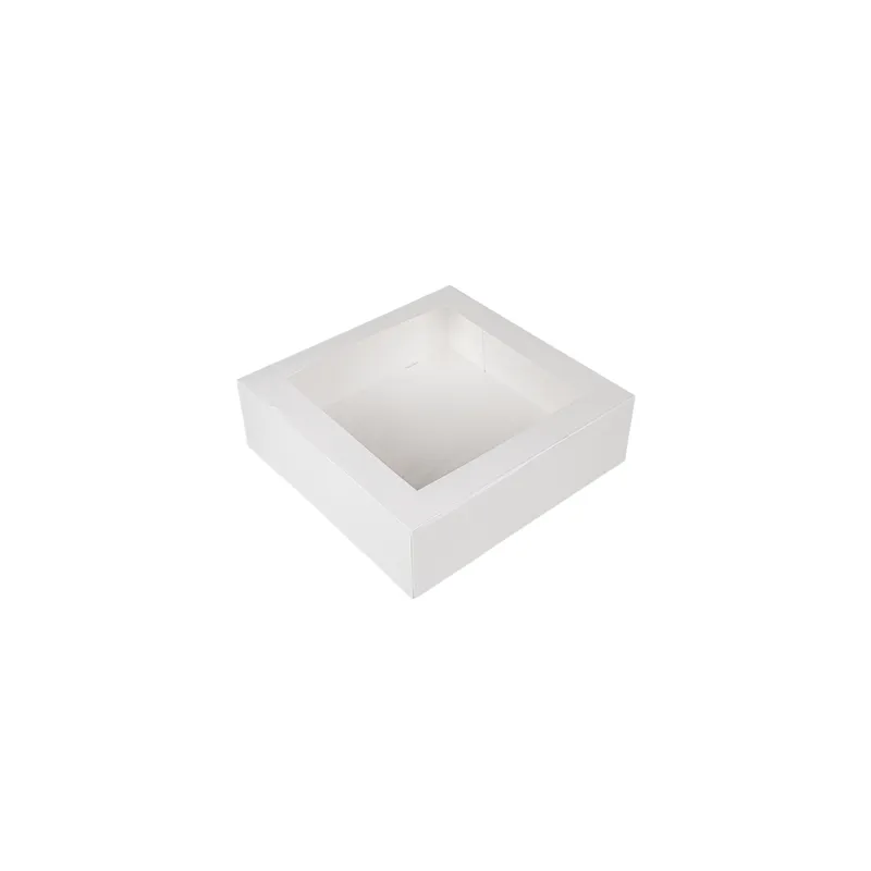BOÎTES PÂTISSERIES AVEC FENÊTRE THEPACK  32x32x10 CM BLANC CARTON NANO-MICRO + OPP (100 UNITÉ)