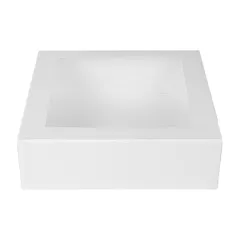 BOÎTES PÂTISSERIES AVEC FENÊTRE THEPACK  32x32x10 CM BLANC CARTON NANO-MICRO + OPP (100 UNITÉ)