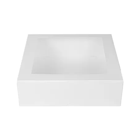 BOÎTES PÂTISSERIES AVEC FENÊTRE THEPACK  32x32x10 CM BLANC CARTON NANO-MICRO + OPP (100 UNITÉ)