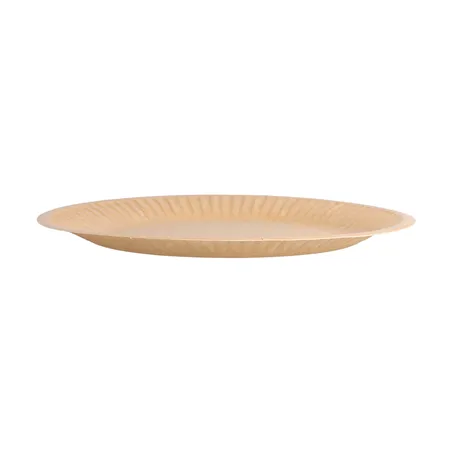 ASSIETTES RONDES EN RELIEF BIO-LAQUÉES  260 G/M2 Ø 18 CM NATUREL CARTON (400 UNITÉ)